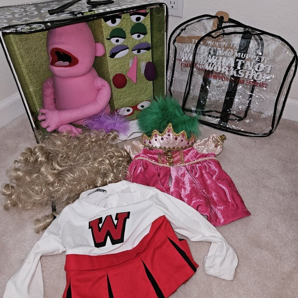 Disney Muppets Whatnot Workshop Lot Pink Body Cheerleader Princess Blond Wig +
